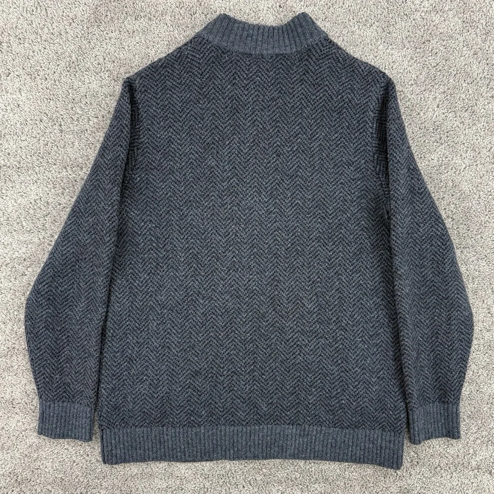 Pendleton Shetland Wool Sweater Men's L Herringbone Washable Full Zip Mock Neck